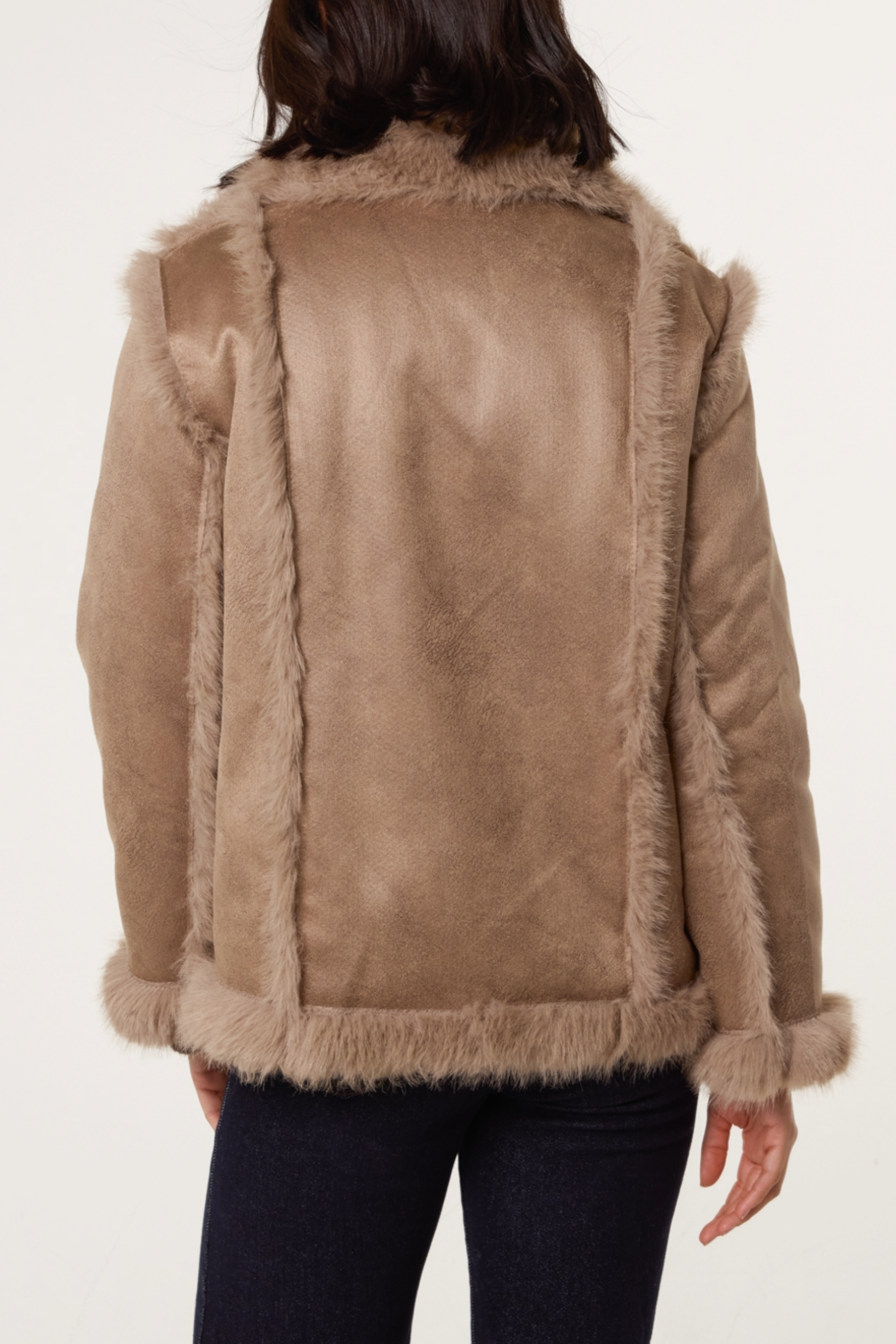 Reversible Double Button Faux Fur Coat