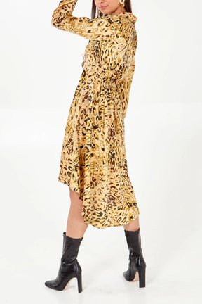 Animal Print High Low Shirt Dress