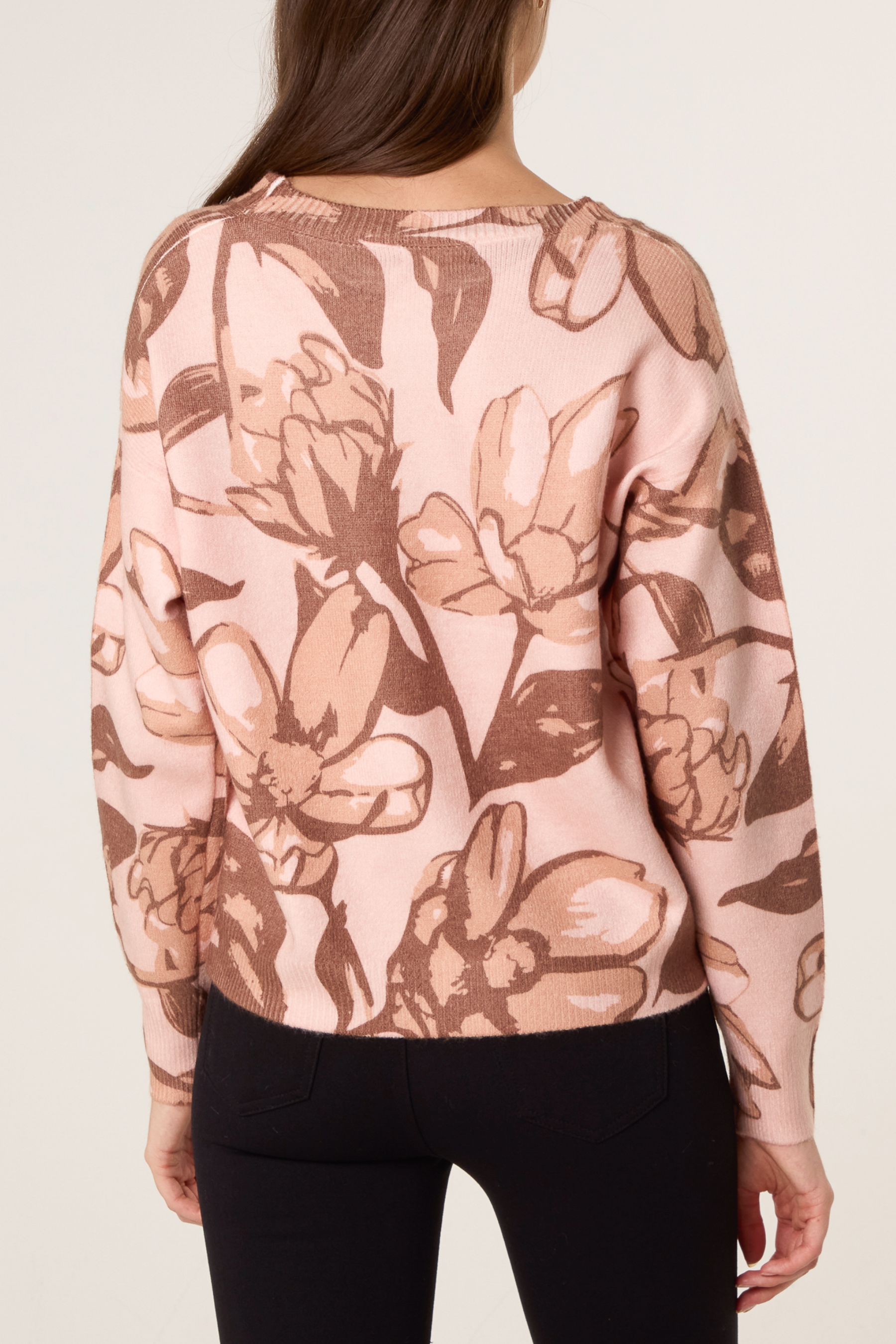Flower Embellished Crew Neck Jumper