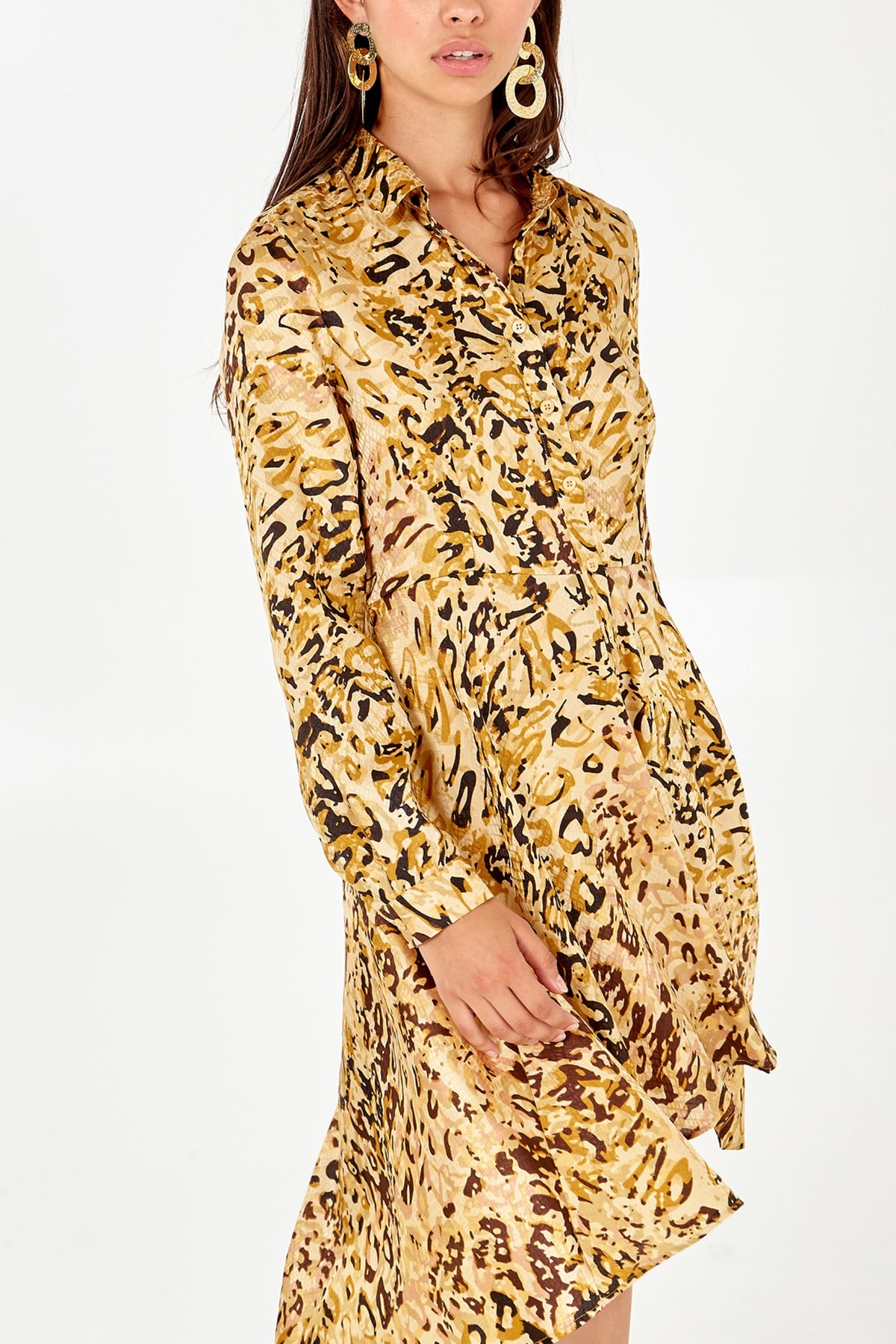 Animal Print High Low Shirt Dress