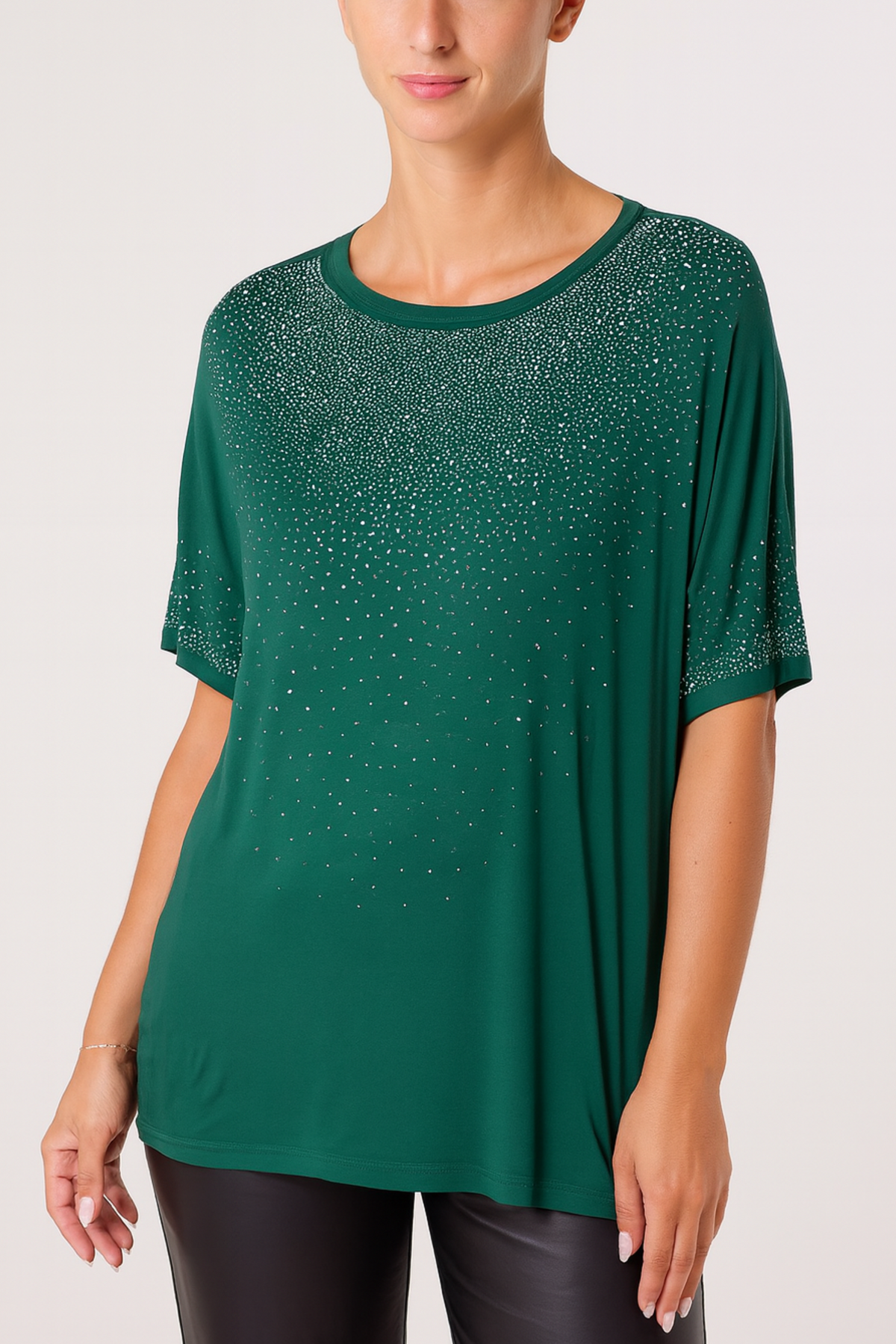 Diamante Embellished Round Neck Top