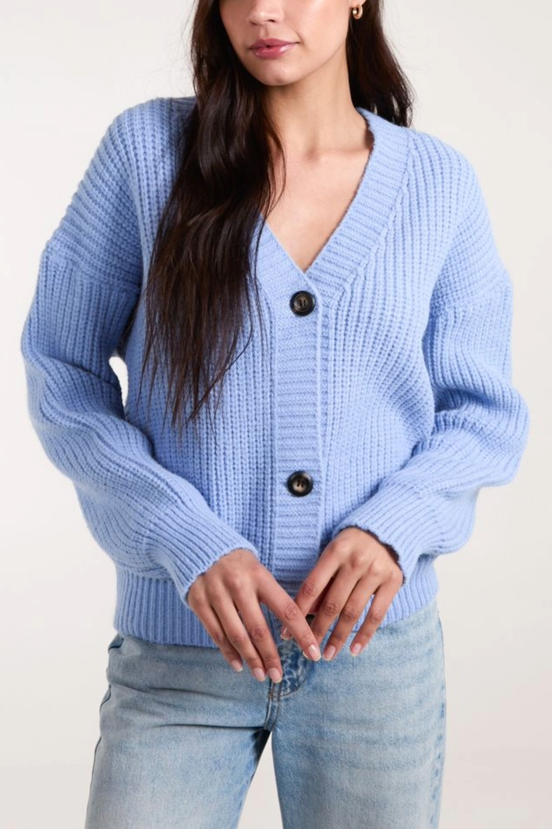 V-Neck Button Up Knit Cardigan