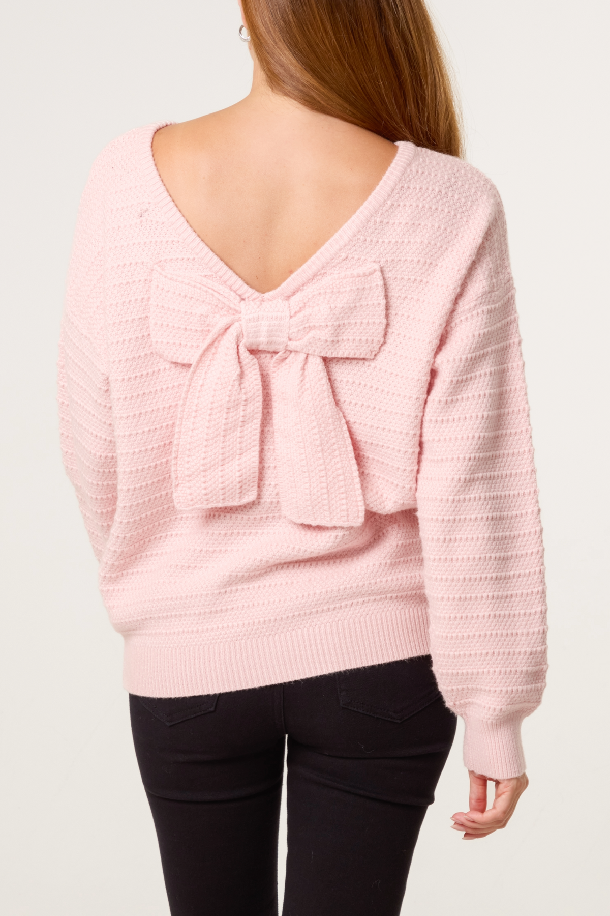 Textured Knit Bow Back Jumper