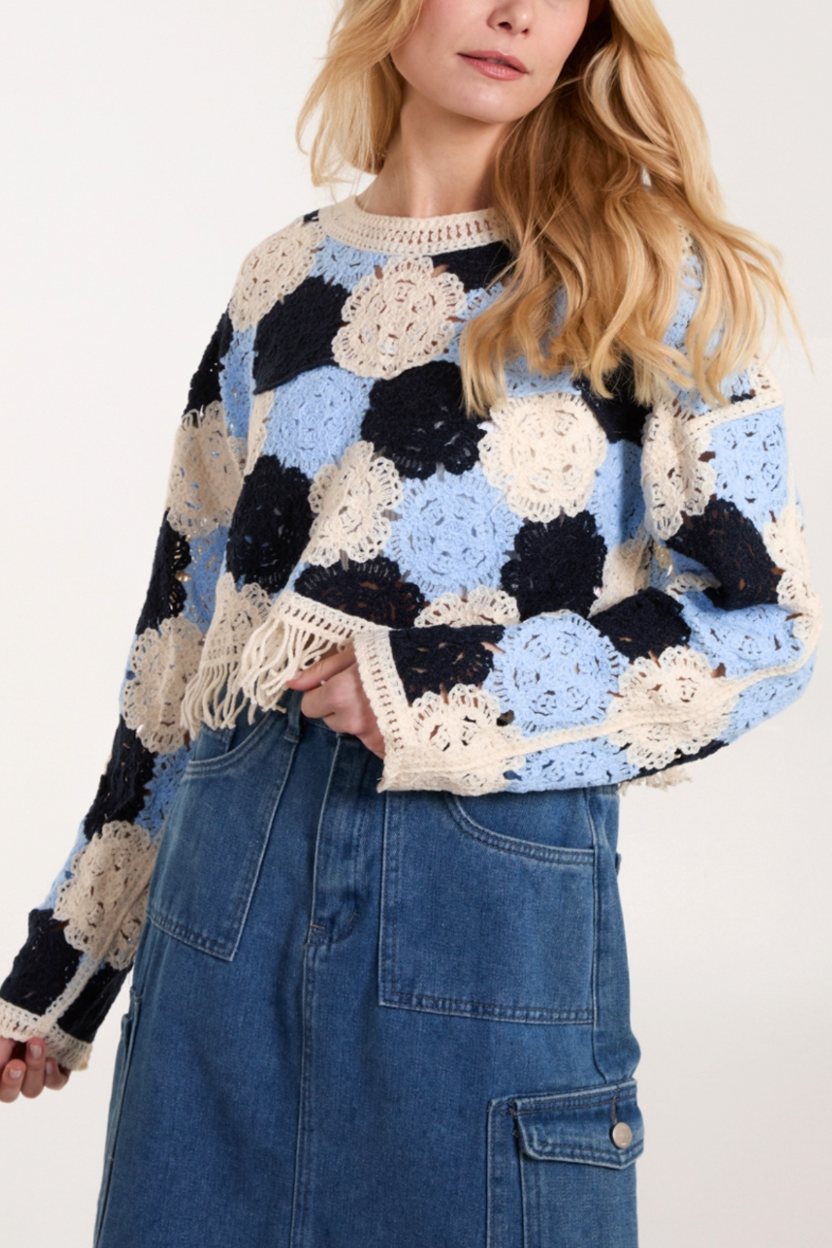 Crochet Flower & Tassel Jumper
