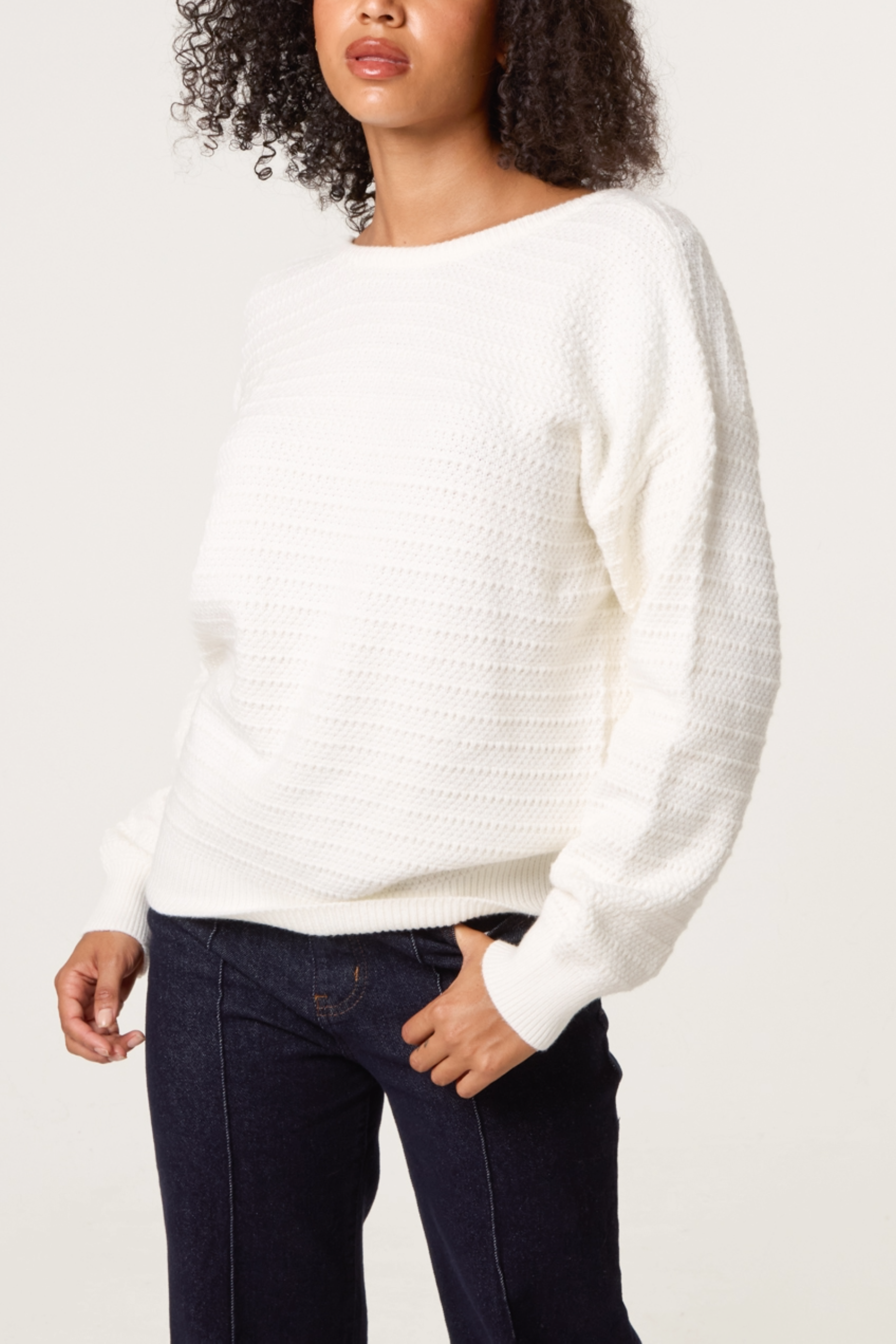 Textured Knit Bow Back Jumper