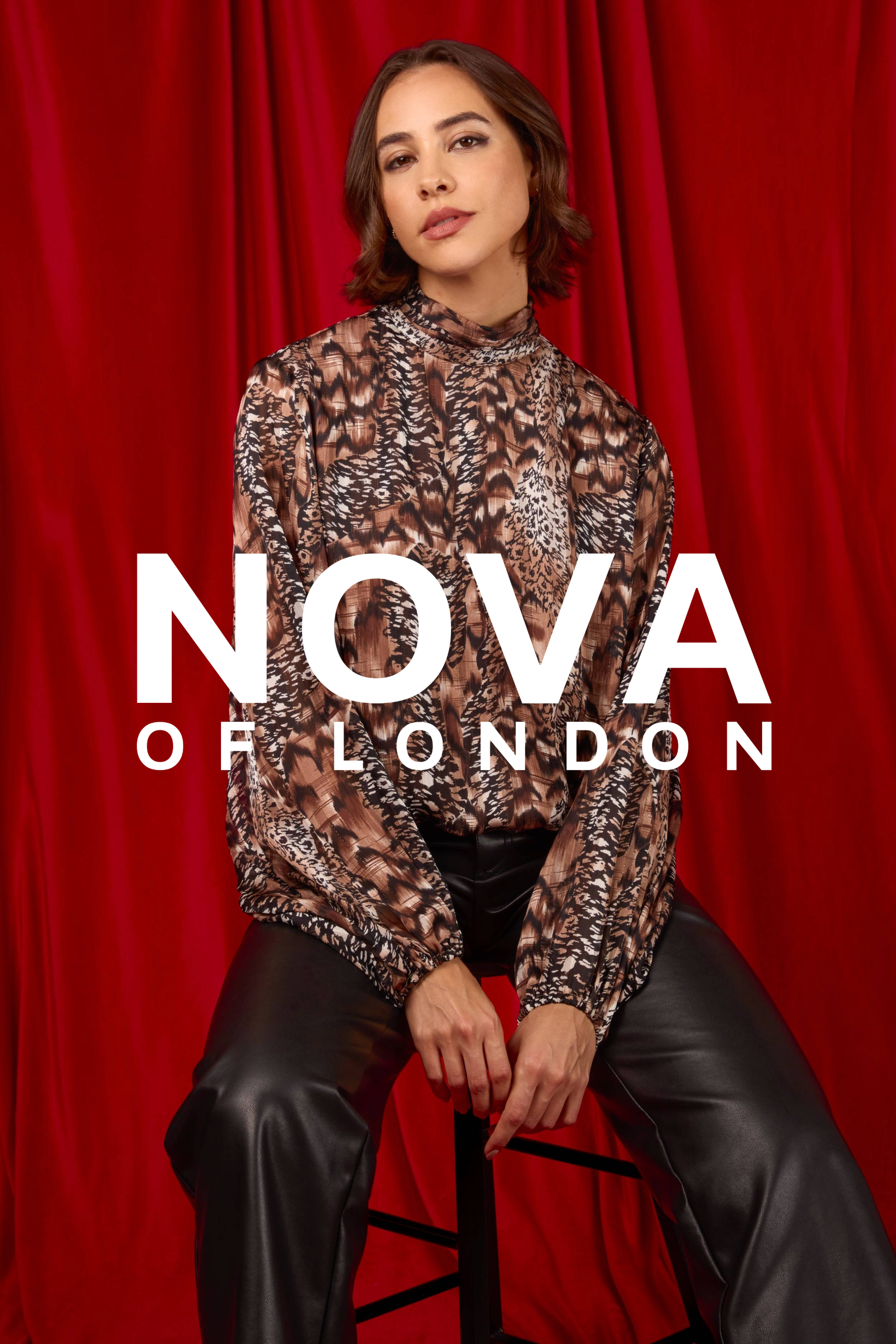 Mixed Animal Print Bubble Hem Blouse