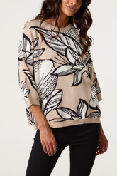 Jacquard Leaf & Flower Knit Jumper