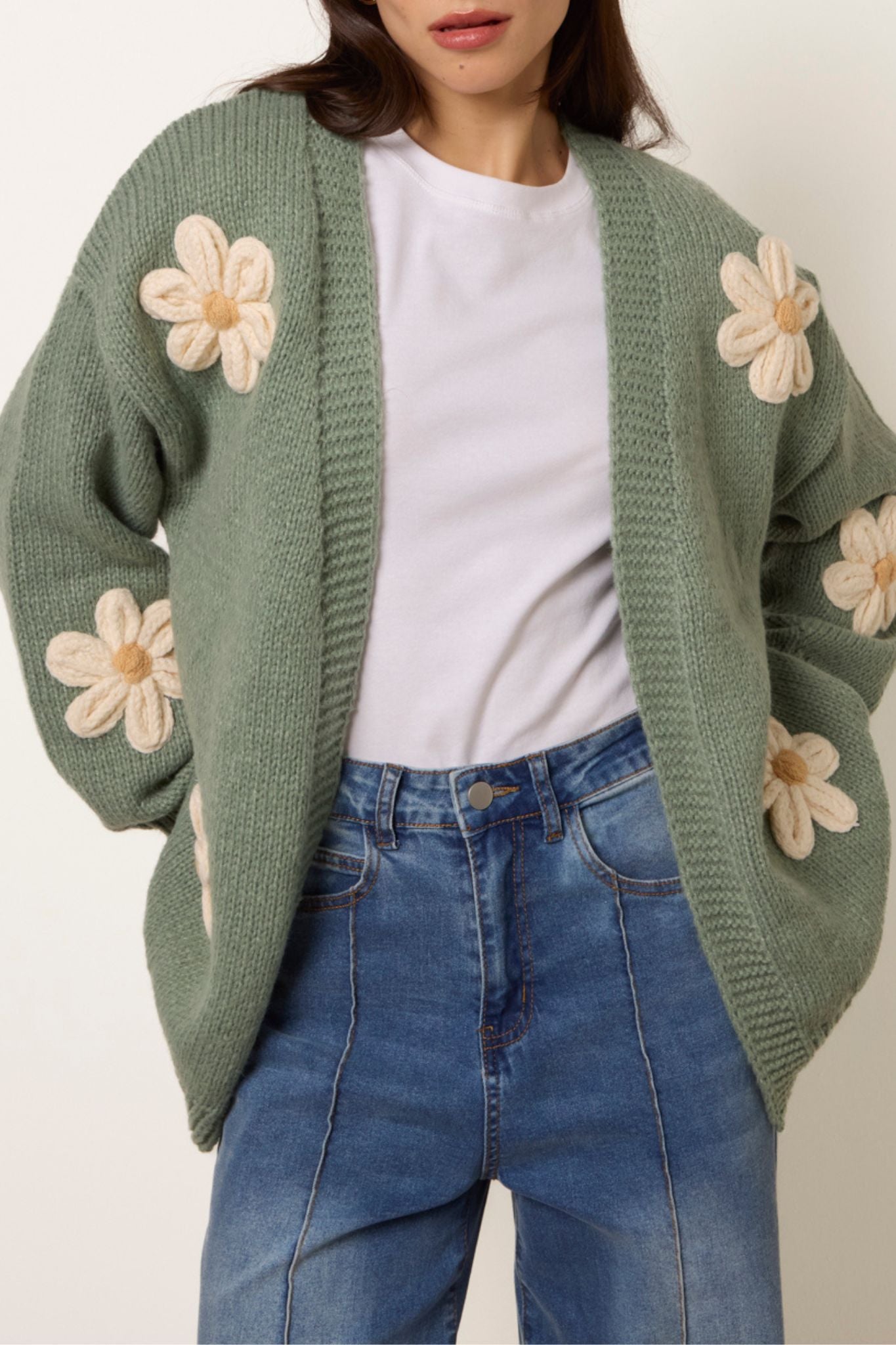 Daisy Knit Flower Cardigan