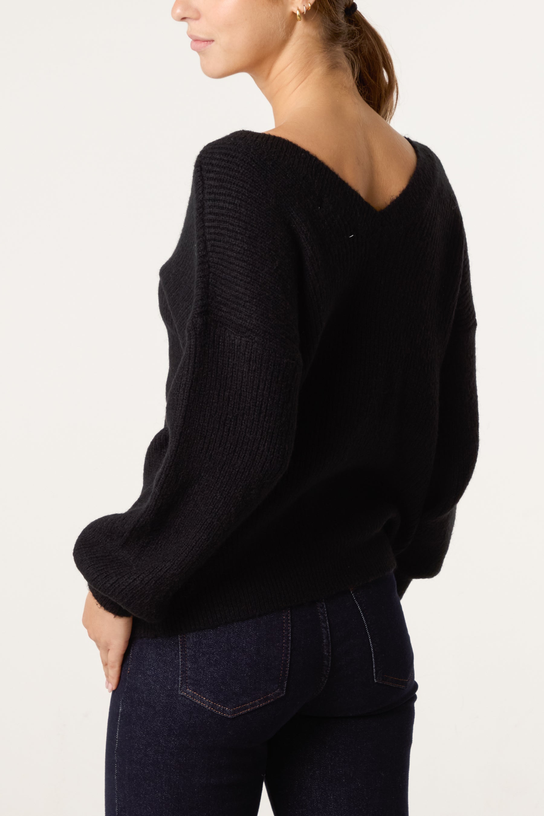 Front & Back V-Neck Knit Jumper