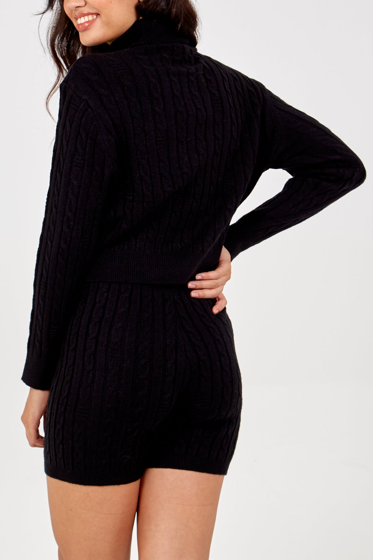 Roll Neck Cable Knit & Shorts Co-Ord Set
