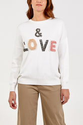 Embellished & Fluffy 'Love' Jumper