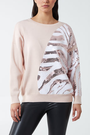 Sequined Animal Pattern Jumper