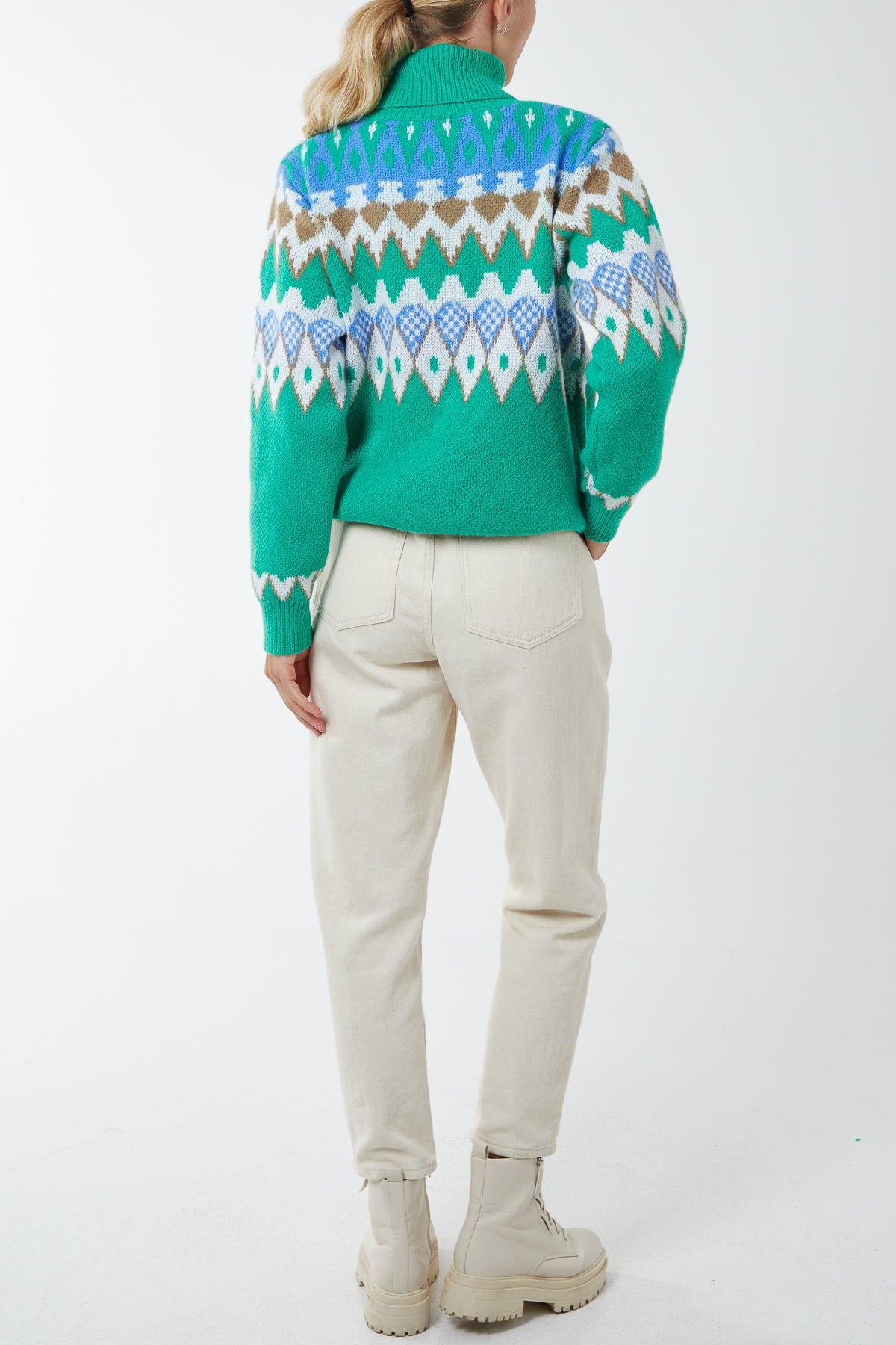 Multi Aztec Roll Neck Jumper