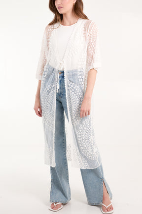 Geo Detail Lace Kimono