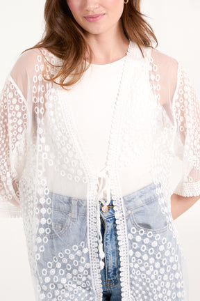 Geo Detail Lace Kimono