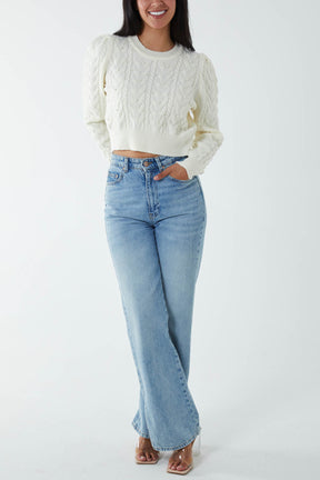 Pearl Cable Knit Cropped Jumper