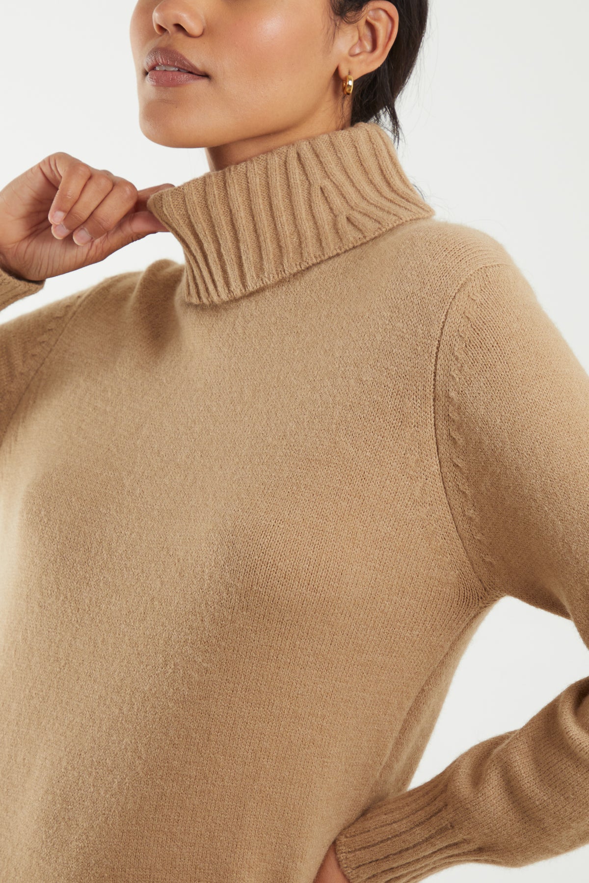 Knit Roll Neck Midi Jumper Dress