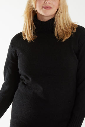 Knit Roll Neck Midi Jumper Dress