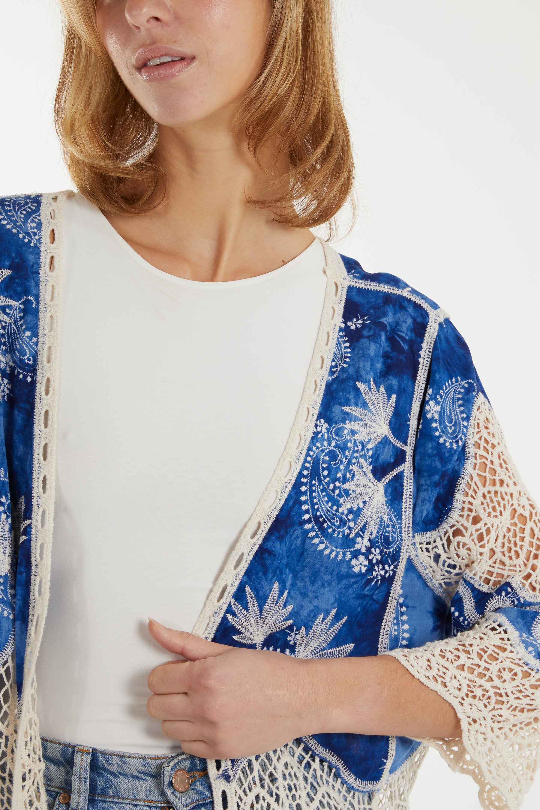 Lace Crochet Detail Kimono