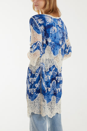 Lace Crochet Detail Kimono