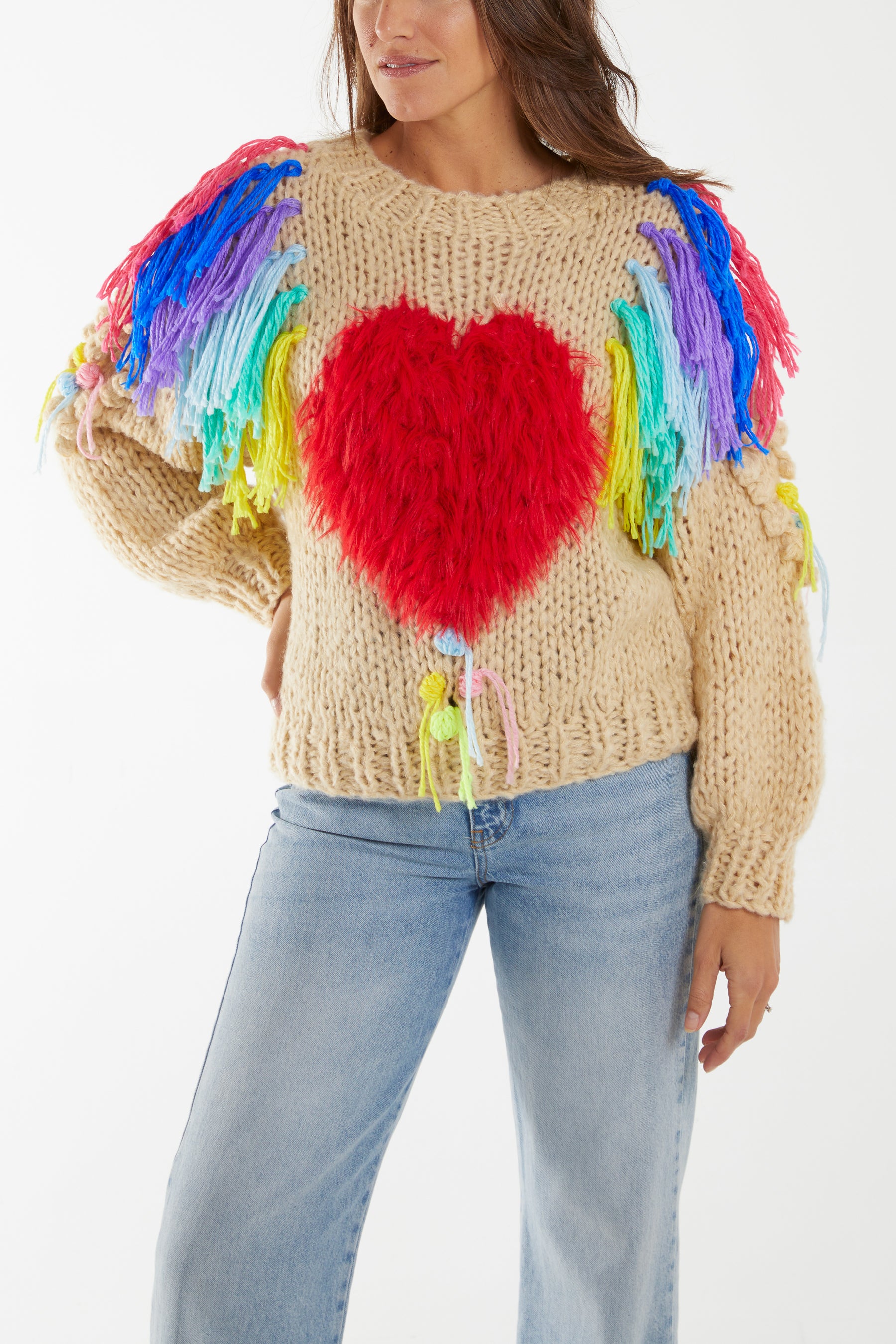 Colourful Tassel Hand Knitted Jumper