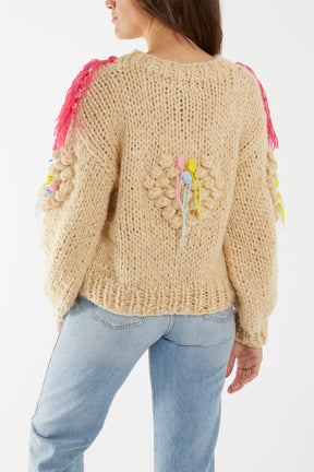 Colourful Tassel Hand Knitted Jumper