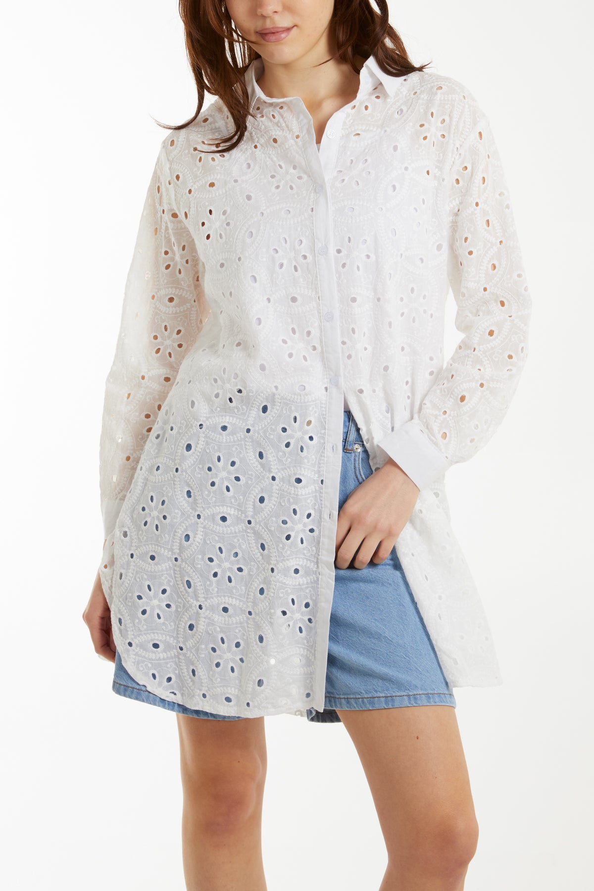 Broderie Anglaise Cuff Shirt