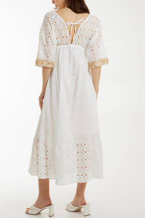 Broderie Anglaise Embellishment Maxi Dress