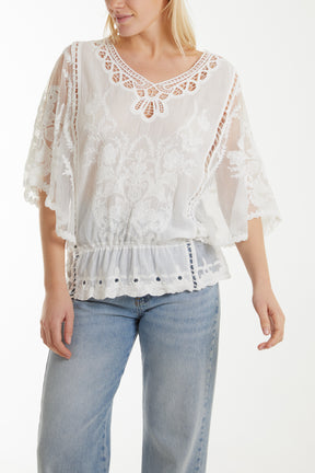 Floral Lace & Crochet Top