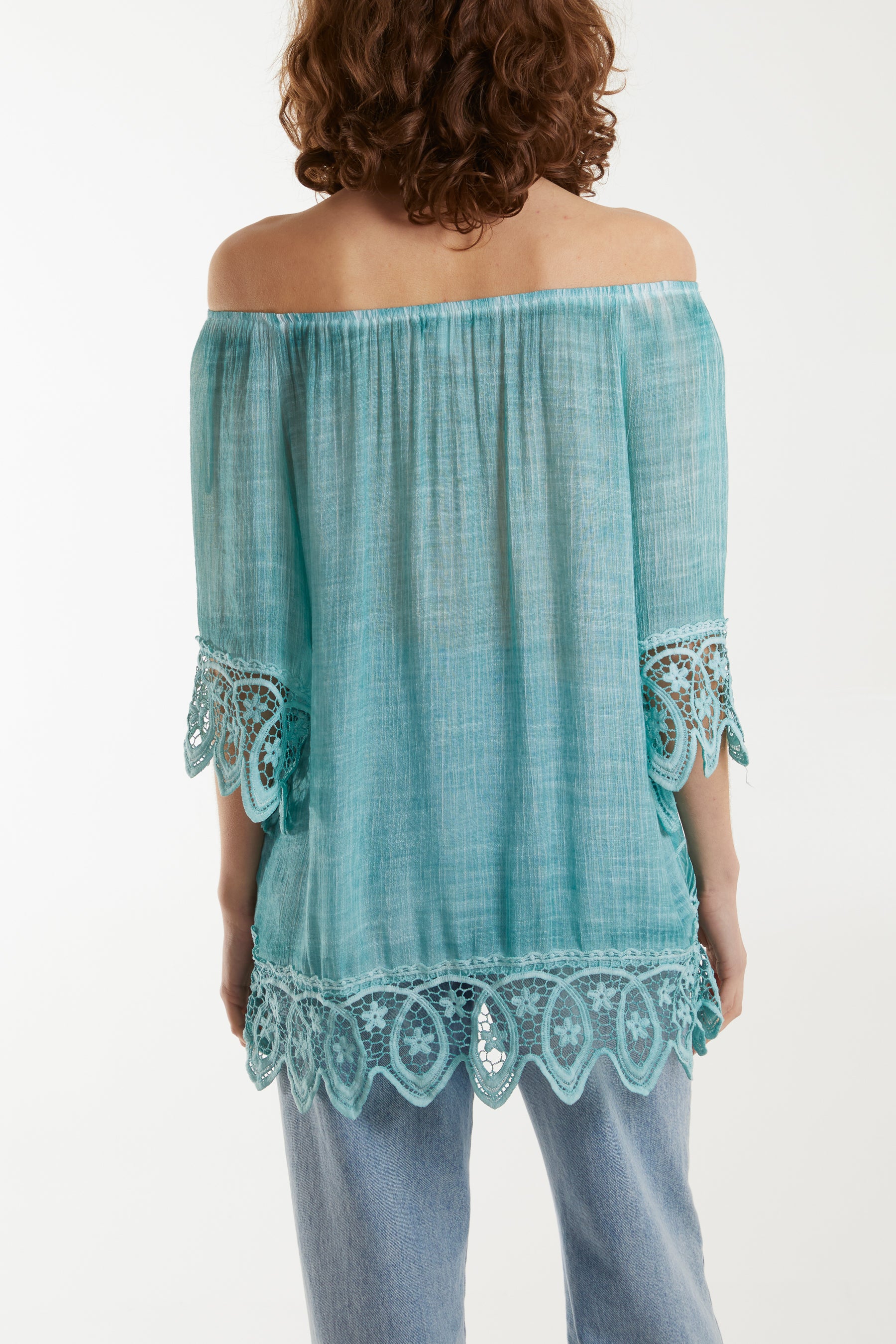 Washed Lace Floral Blouse