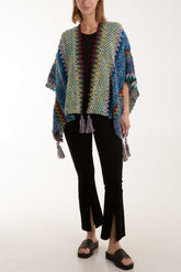 Tassel Blanket Knit Poncho