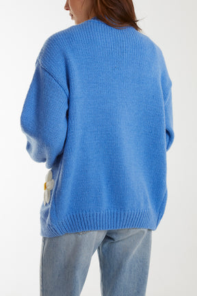 Flocking Daisy Open Knit Cardigan