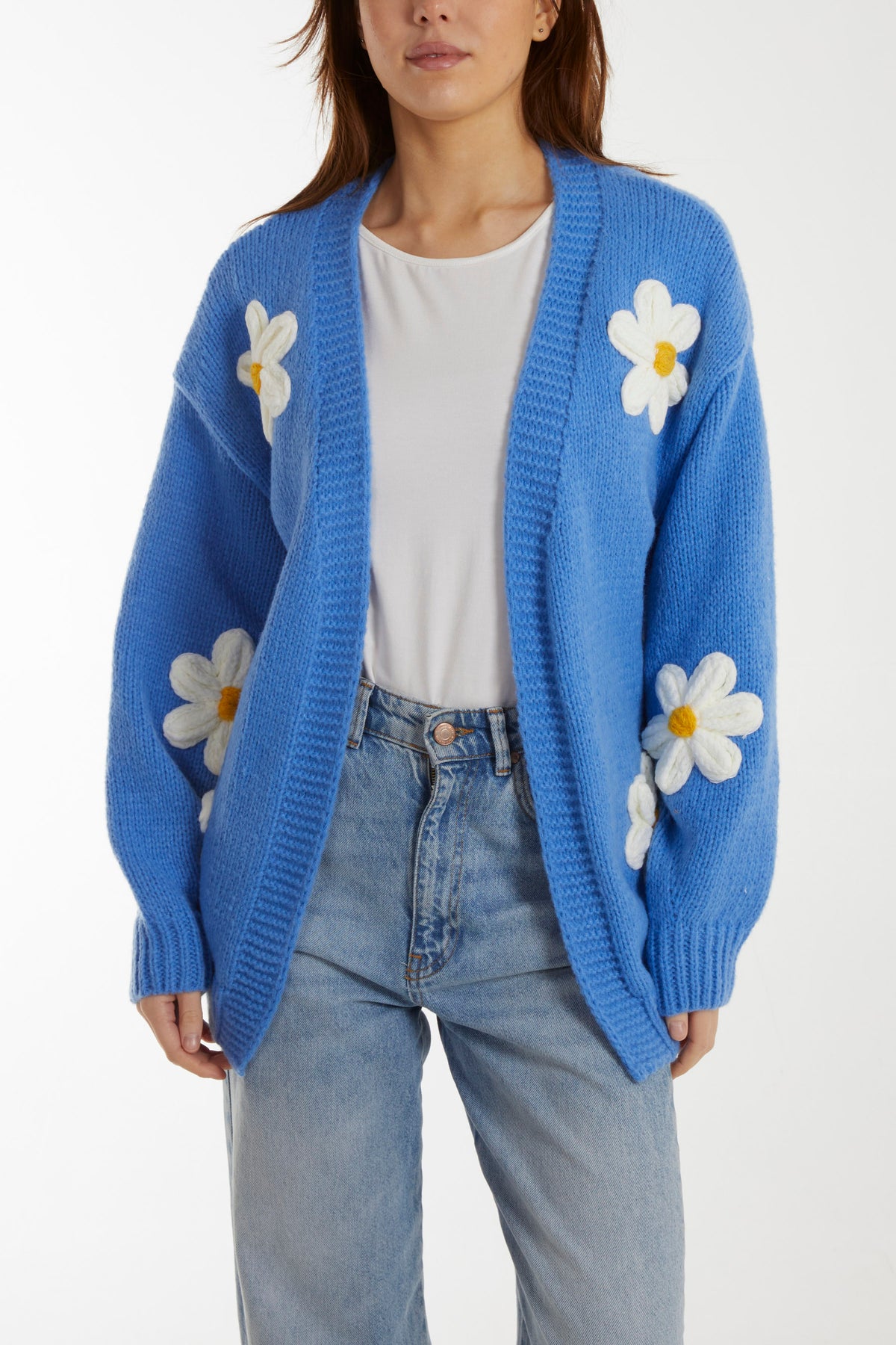 Flocking Daisy Flower Knit Cardigan