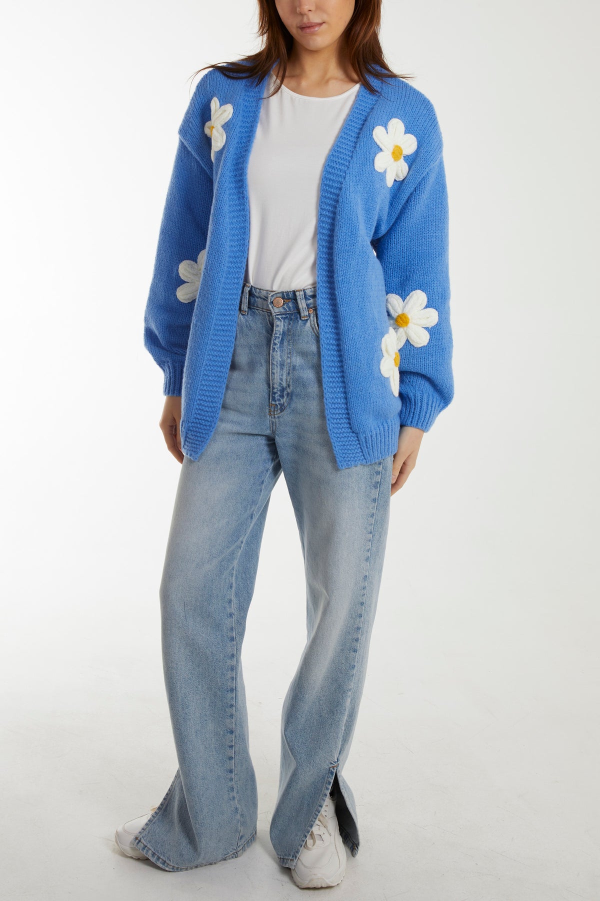 Flocking Daisy Flower Open Cardigan