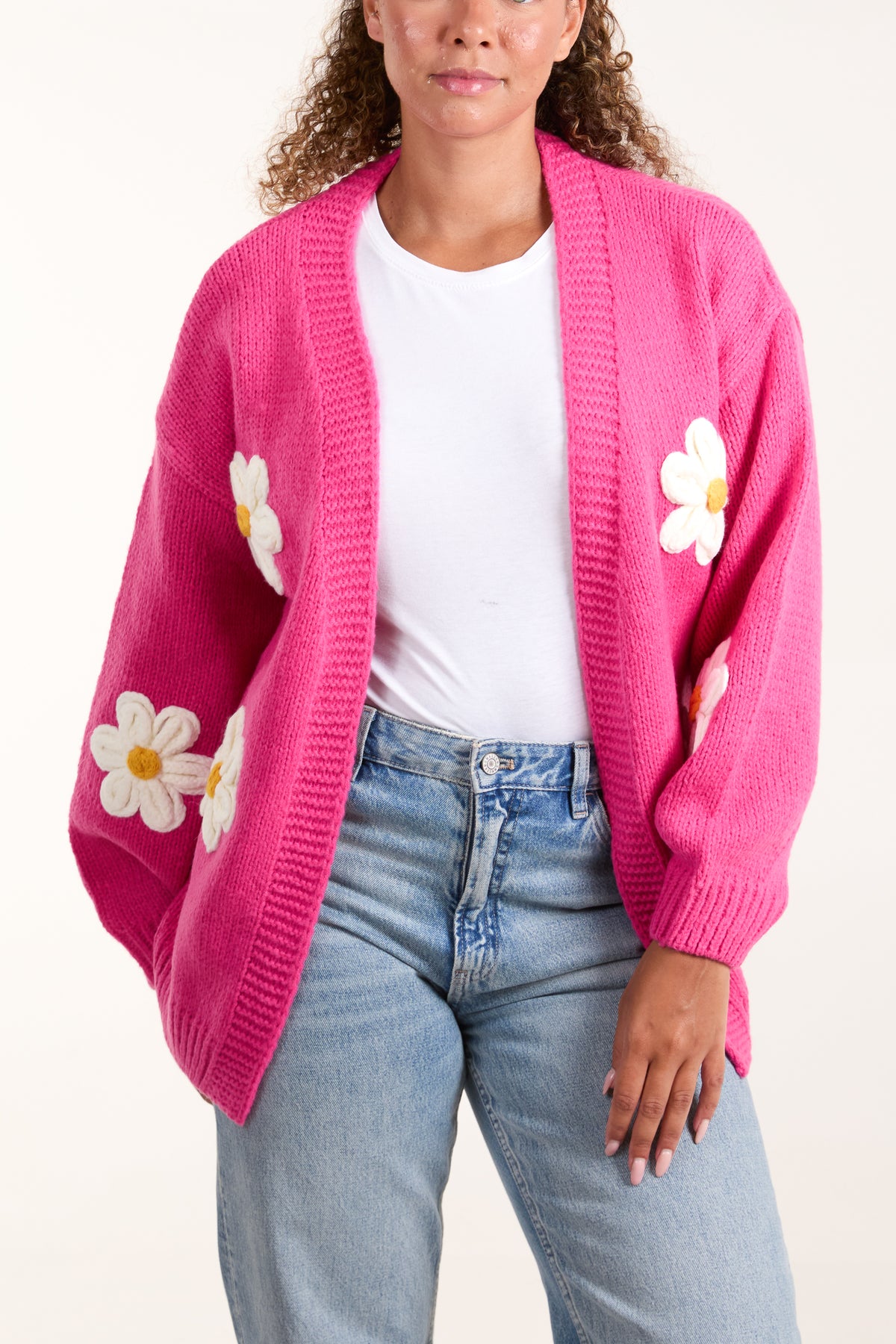 Flocking Daisy Flower Open Cardigan