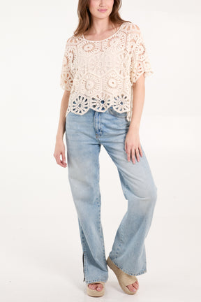 Geometric Crochet Cropped Top