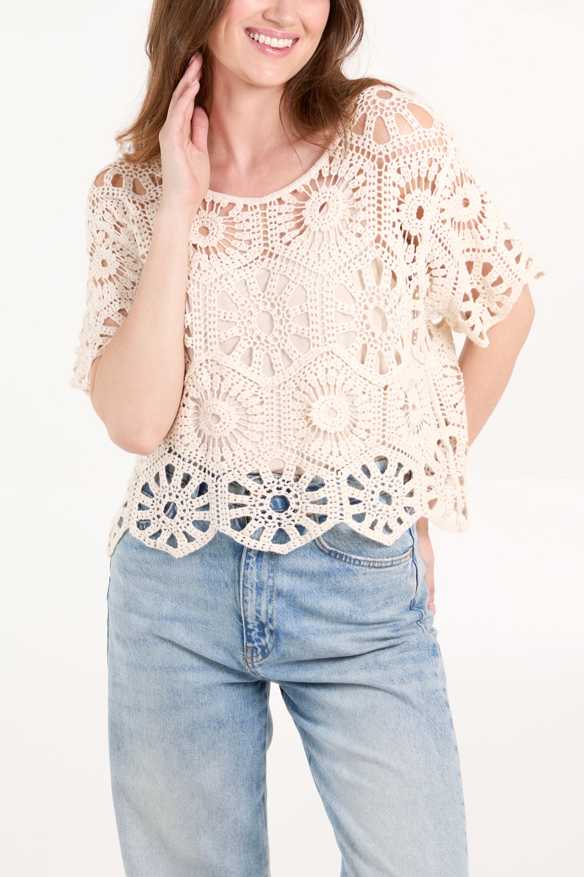 Geometric Crochet Cropped Top