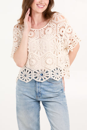 Geometric Crochet Cropped Top