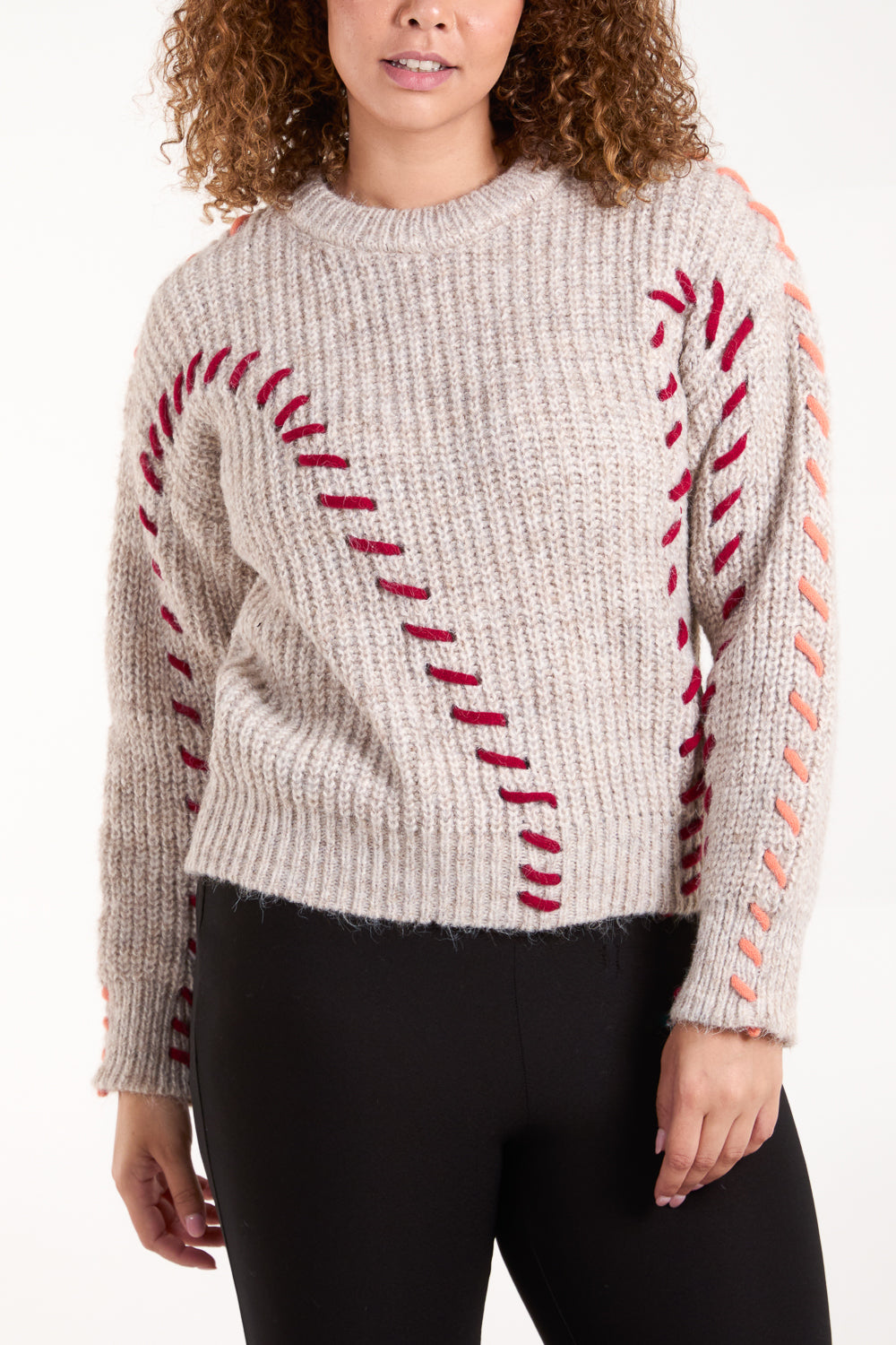 Round Neck Stitch Details Jumper