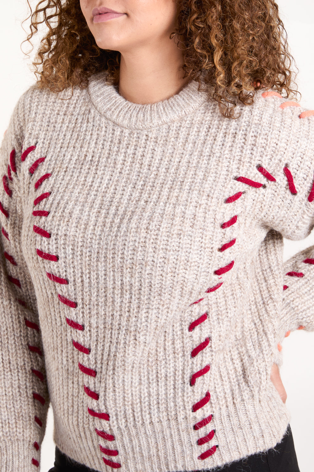 Round Neck Stitch Details Jumper