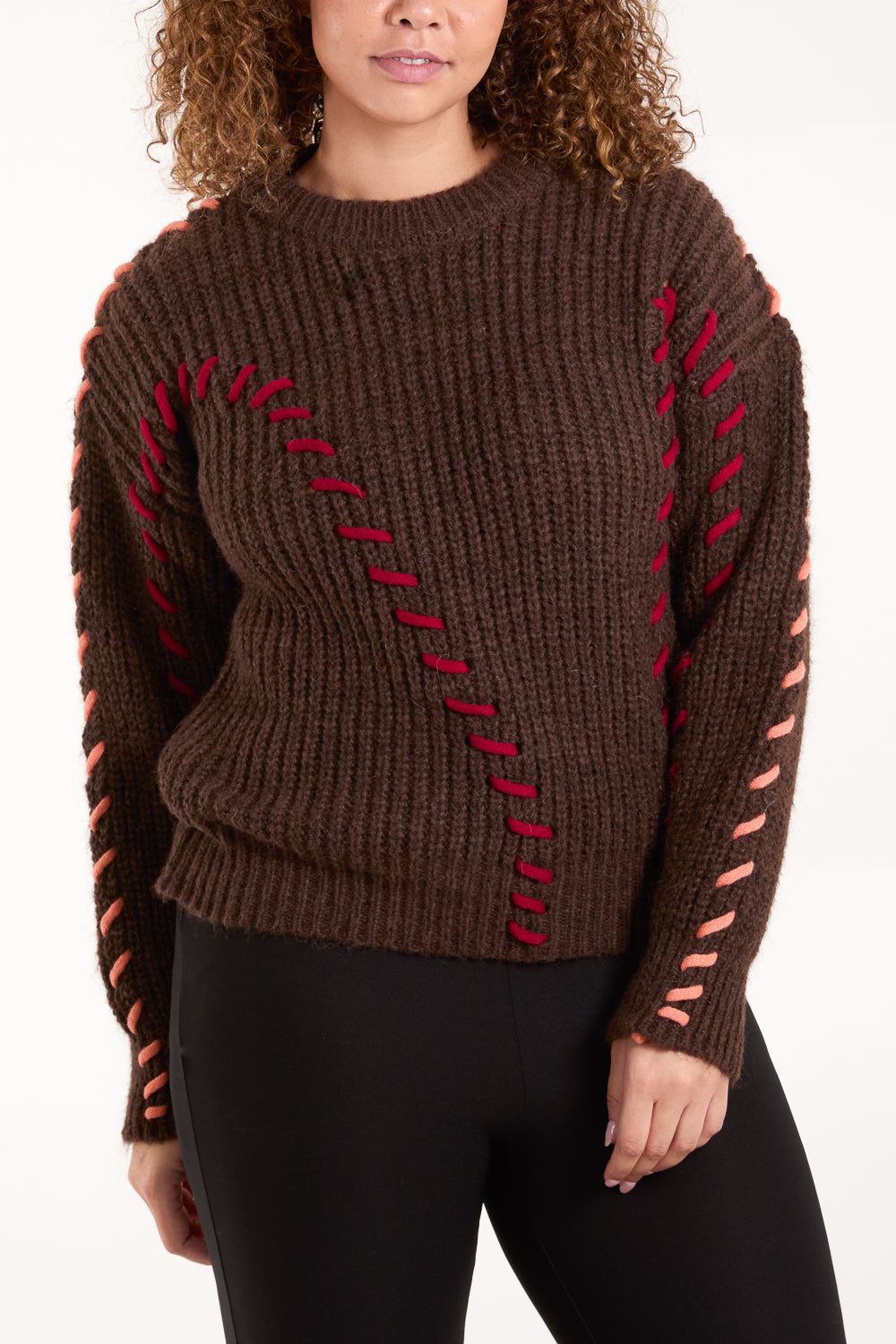 Round Neck Stitch Details Jumper