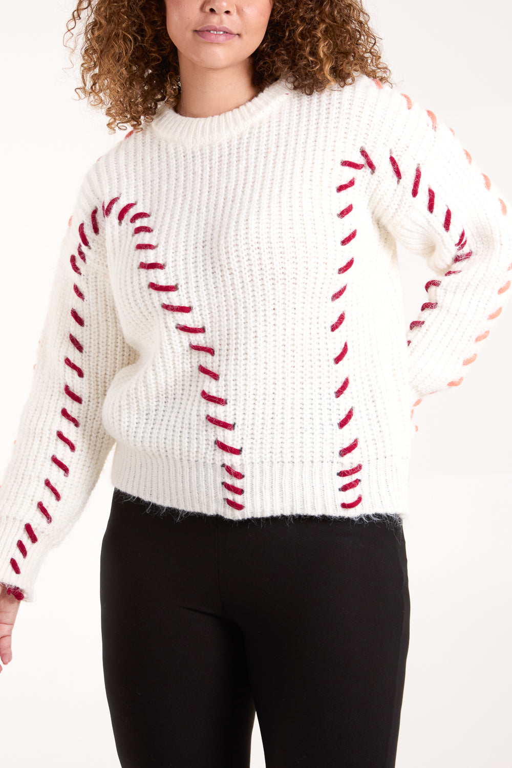 Round Neck Stitch Details Jumper