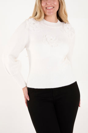 Jewelled & Applique Flowers Jumper