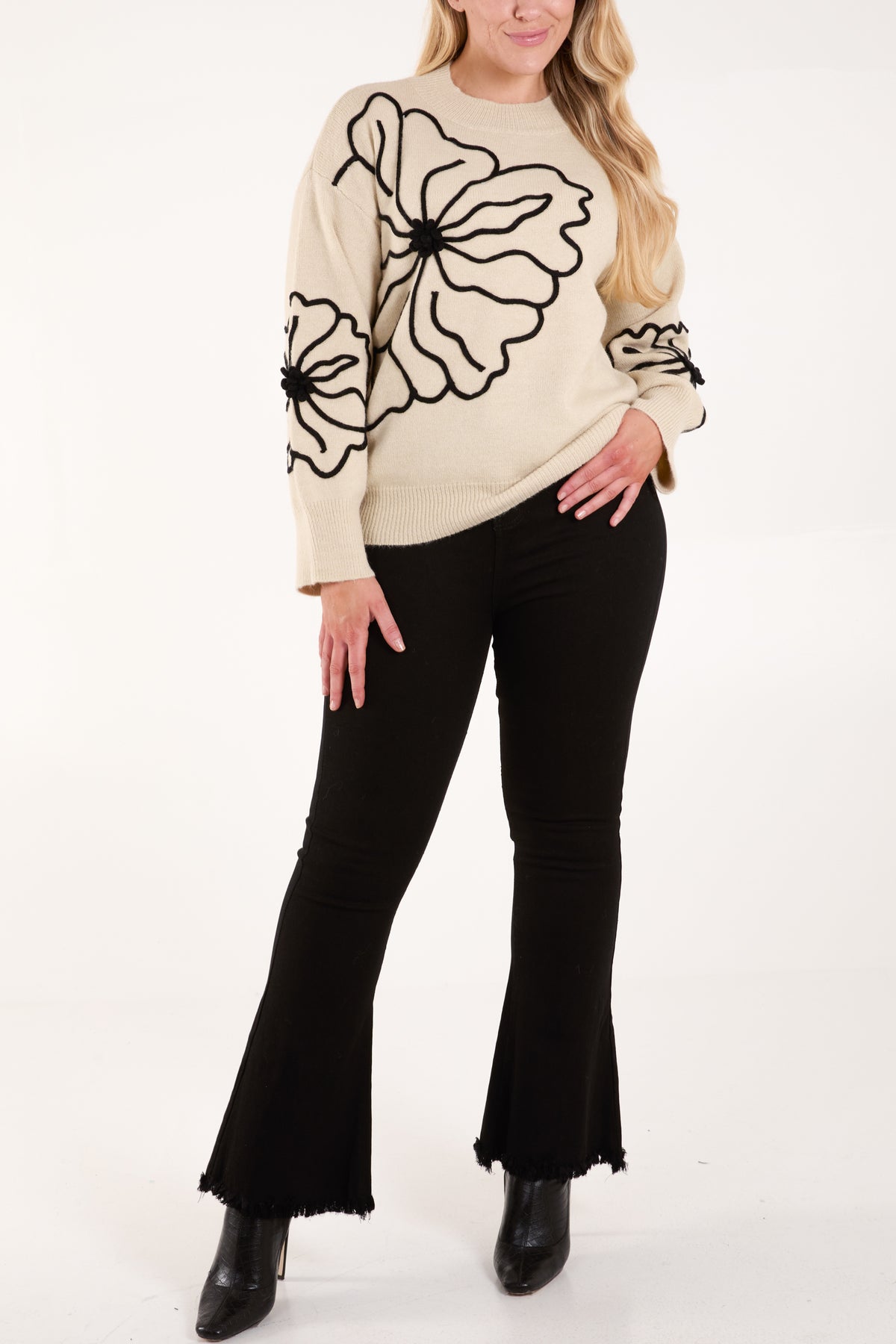 Large Flower Embroidery Jumper