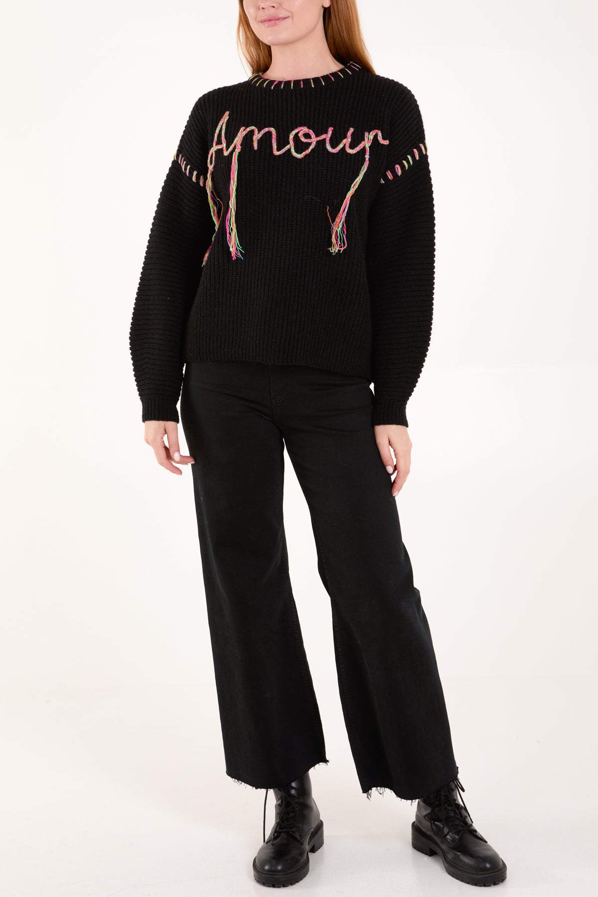 'Amour' Stich Embroidery Knit Jumper