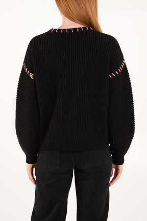 'Amour' Stich Embroidery Knit Jumper