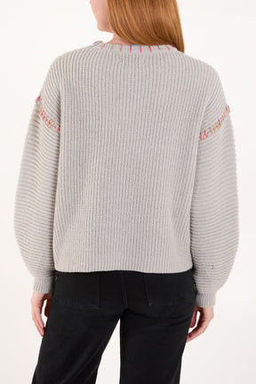 'Amour' Stich Embroidery Knit Jumper