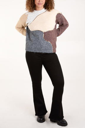 Colourblock Sequin Detail Jumper