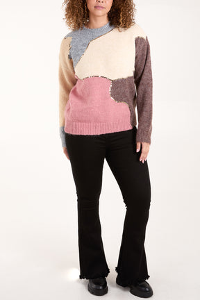 Colourblock Sequin Detail Jumper