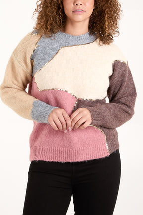 Colourblock Sequin Detail Jumper